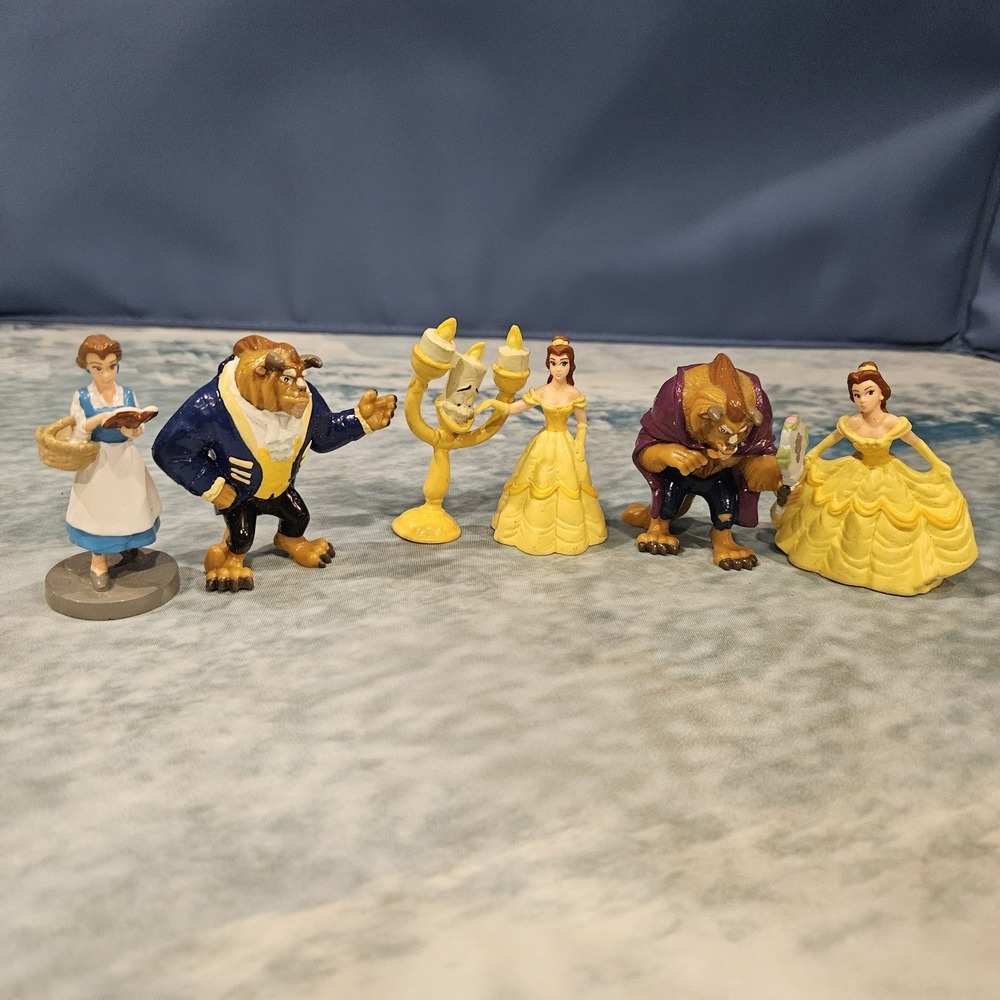 Vintage Disney Applause Beauty & The Beast PVC Figure Lot (6) Belle Beast Lumier